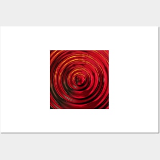 spiralling into a red and gold hibiscus flower Posters and Art